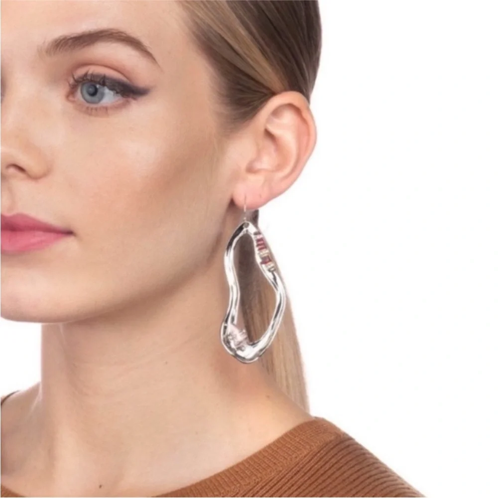 ALEXIS BITTAR • Silver Amani Thread Wrapped Sculpted Drop Amethyst Hoop Earrings